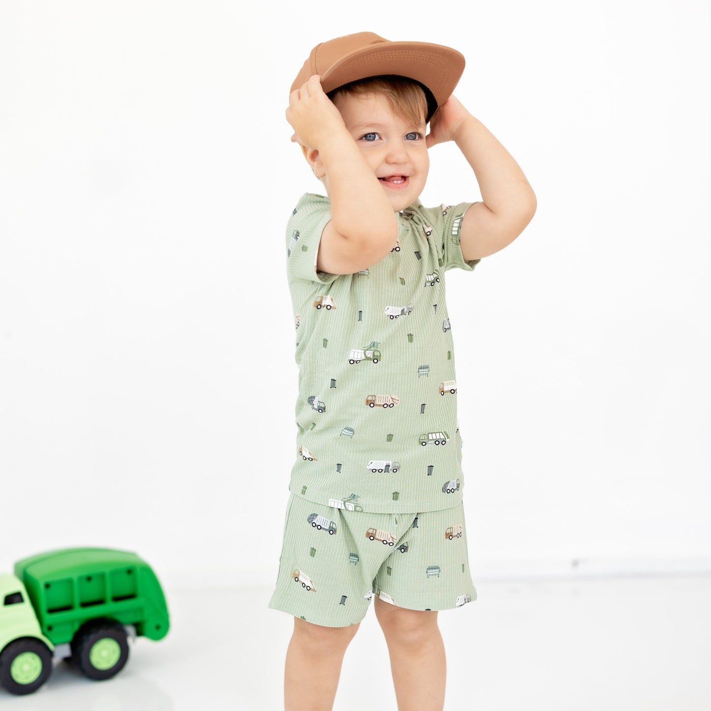 Trash Trucks Small Ribbed Shorts Two-Piece Set