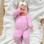 Lilac Mist Small Ribbed Zip Romper