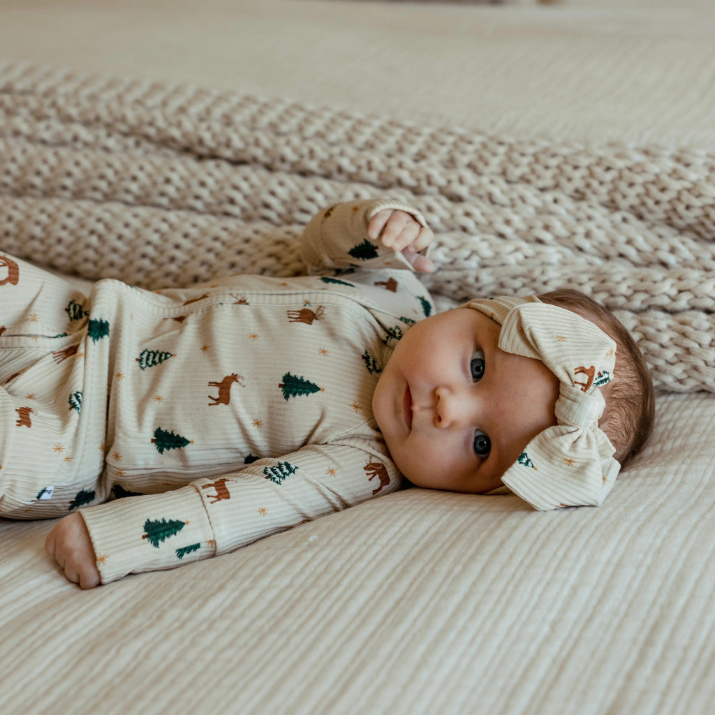 Reindeer Forest Small Ribbed Zip Romper