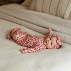 Mauve Floral Small Ribbed Bow