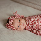 Mauve Floral Small Ribbed Bow