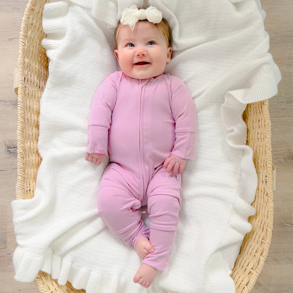 Lilac Mist Small Ribbed Zip Romper