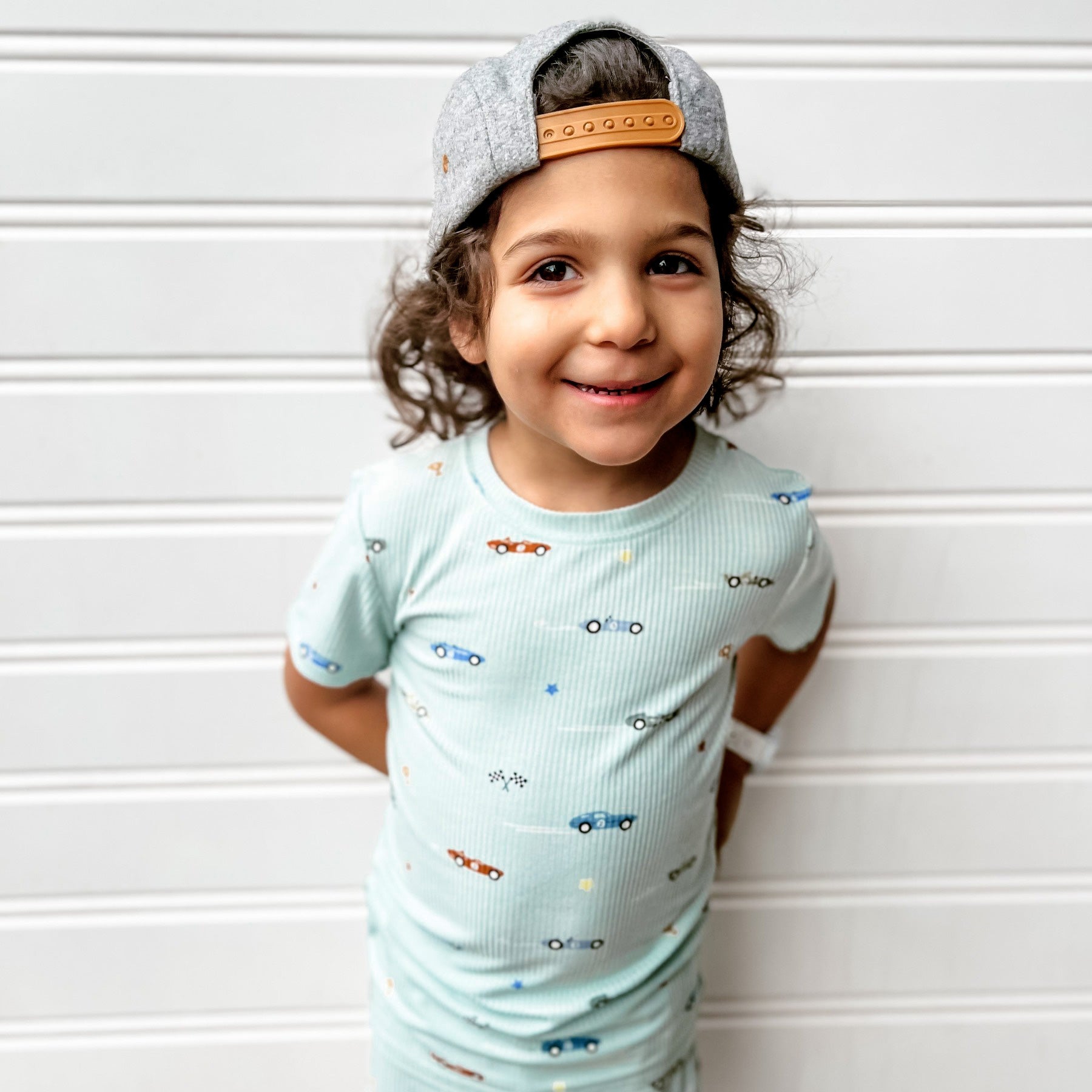 Race Cars Small Ribbed Shorts Two-Piece Set