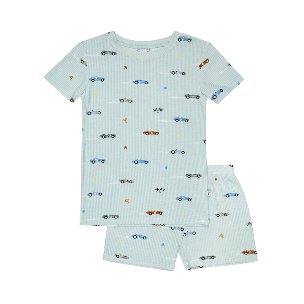 Race Cars Small Ribbed Shorts Two-Piece Set