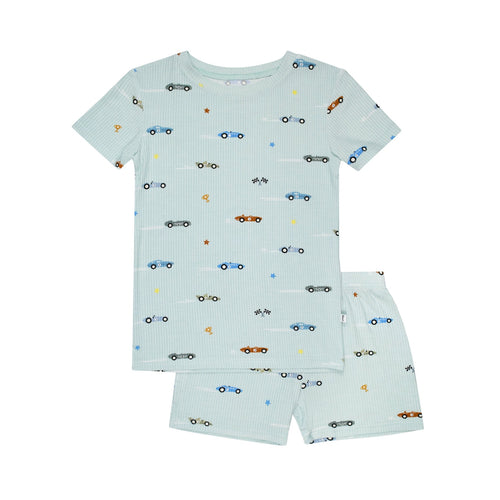 Race Cars Small Ribbed Shorts Two-Piece Set