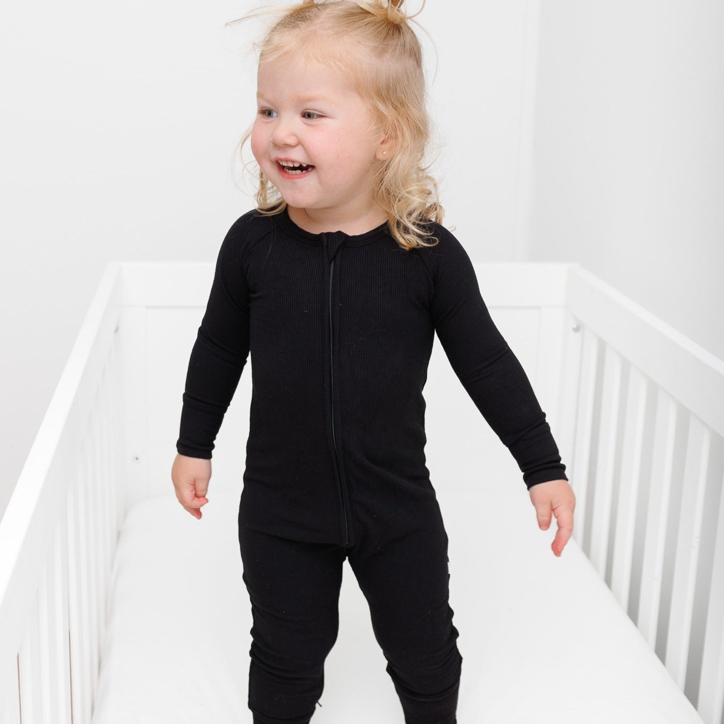 Jet Black Small Ribbed Zip Romper