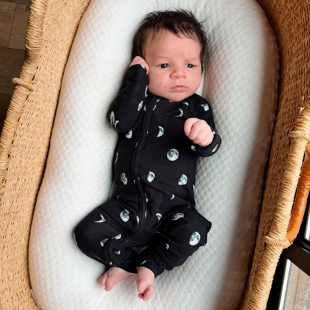 Moon Phases Small Ribbed Zip Romper