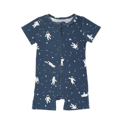 Astronauts Small Ribbed Summer Zip Romper