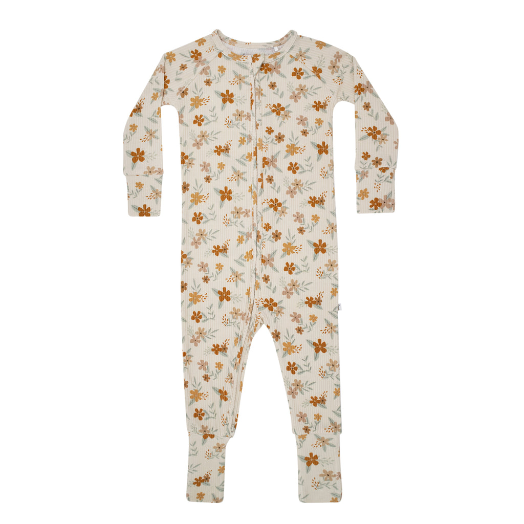 Autumn Floral Small Ribbed Zip Romper