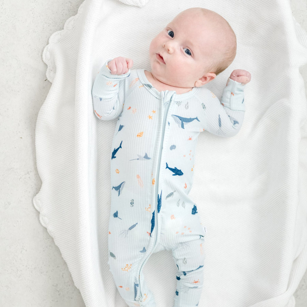 Under The Sea Small Ribbed Zip Romper