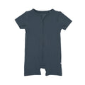Dark Steel Blue Small Ribbed Summer Zip Romper