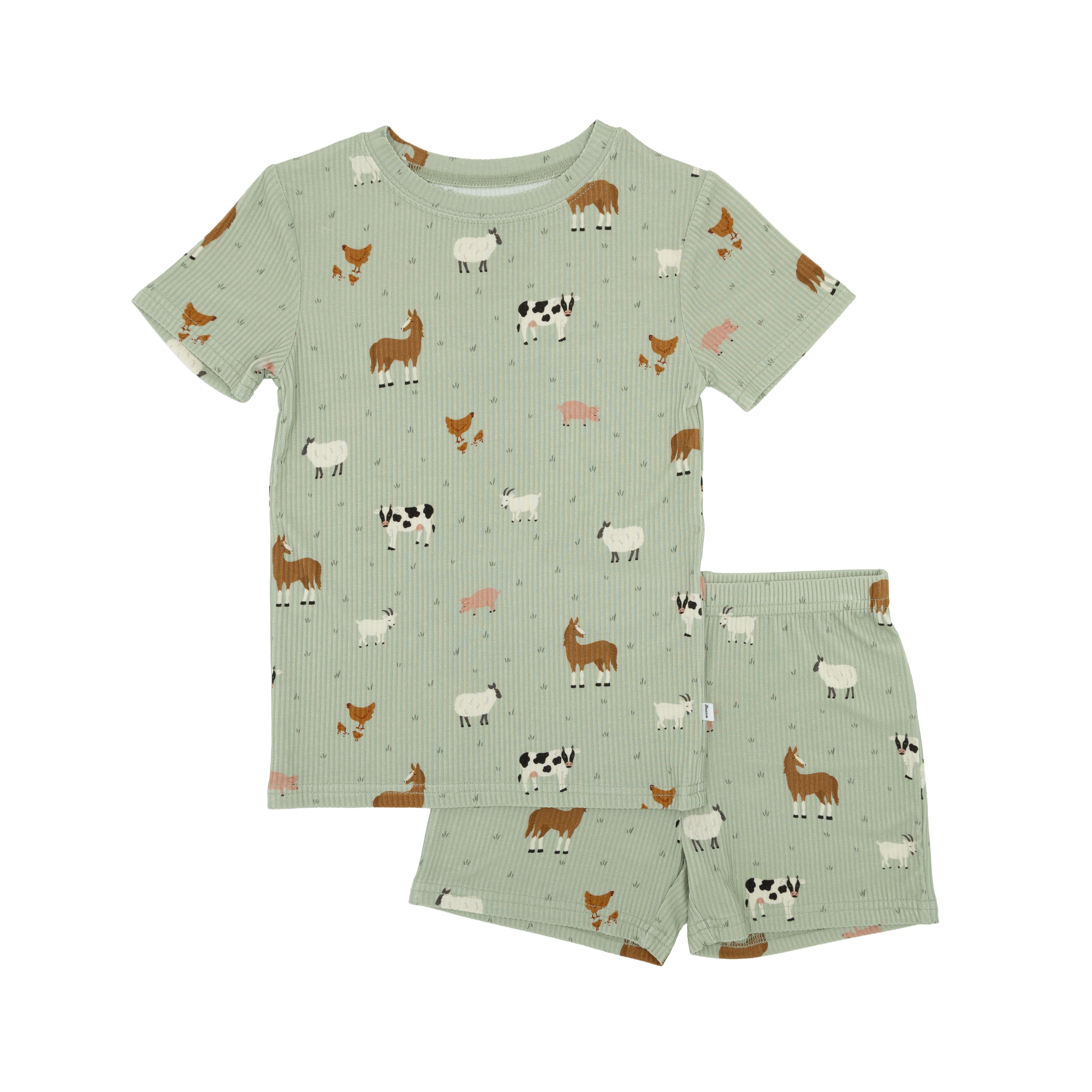 Farm Animals Small Ribbed Shorts Two-Piece Set