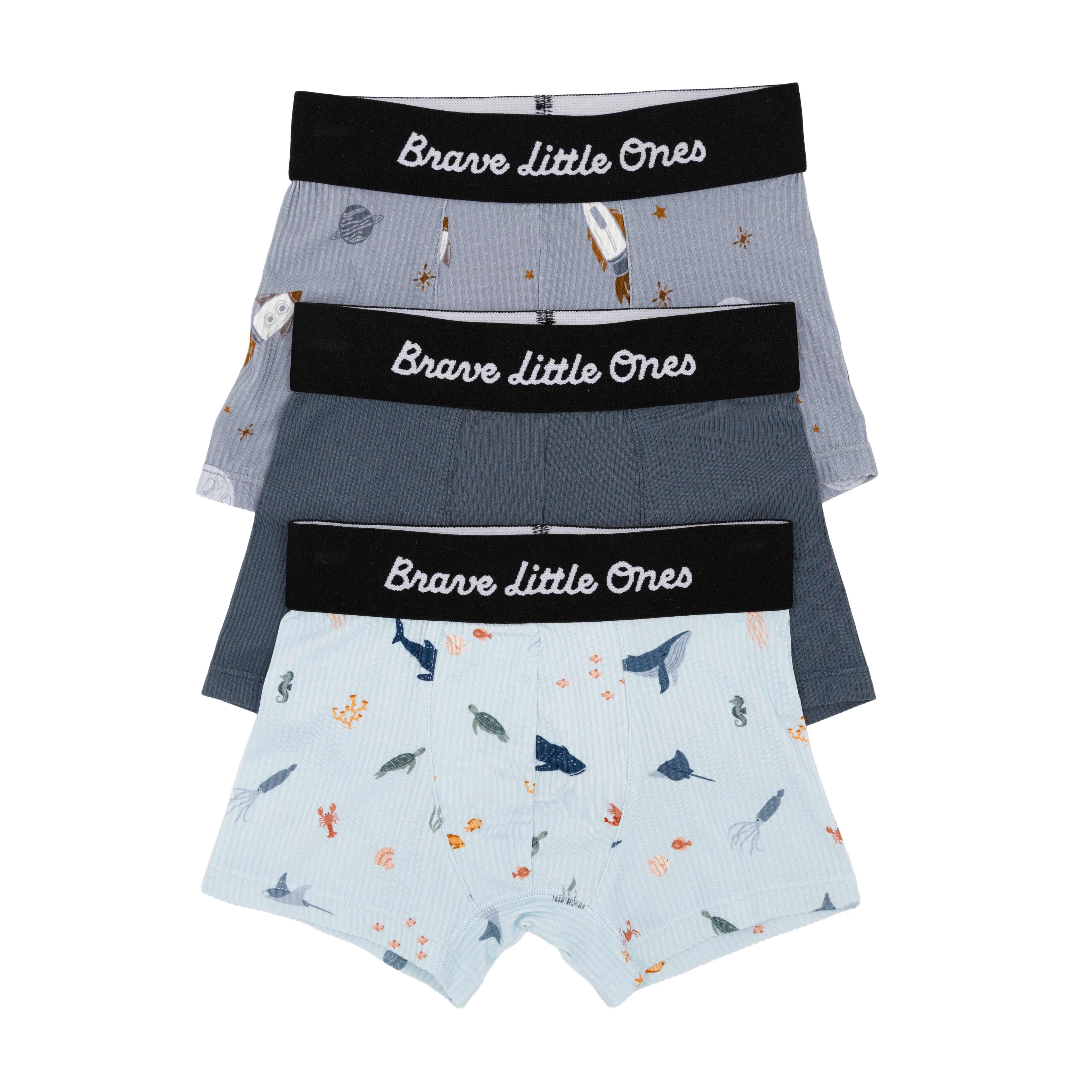 Under The Sea, Dark Steel Blue and Space Explorers Boxer Brief 3 pack