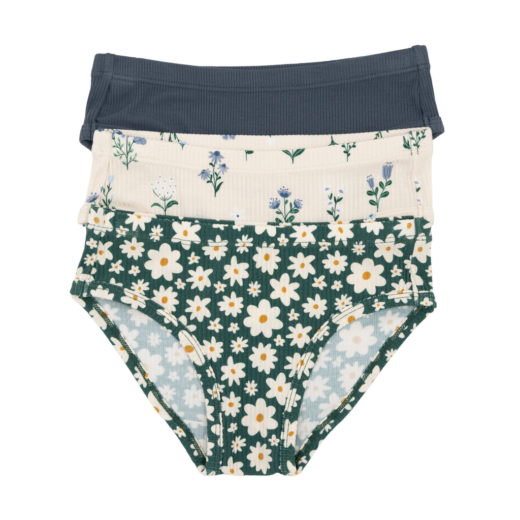 Green Floral, Morning Meadow and Dark Steel Blue Underwear 3 pack