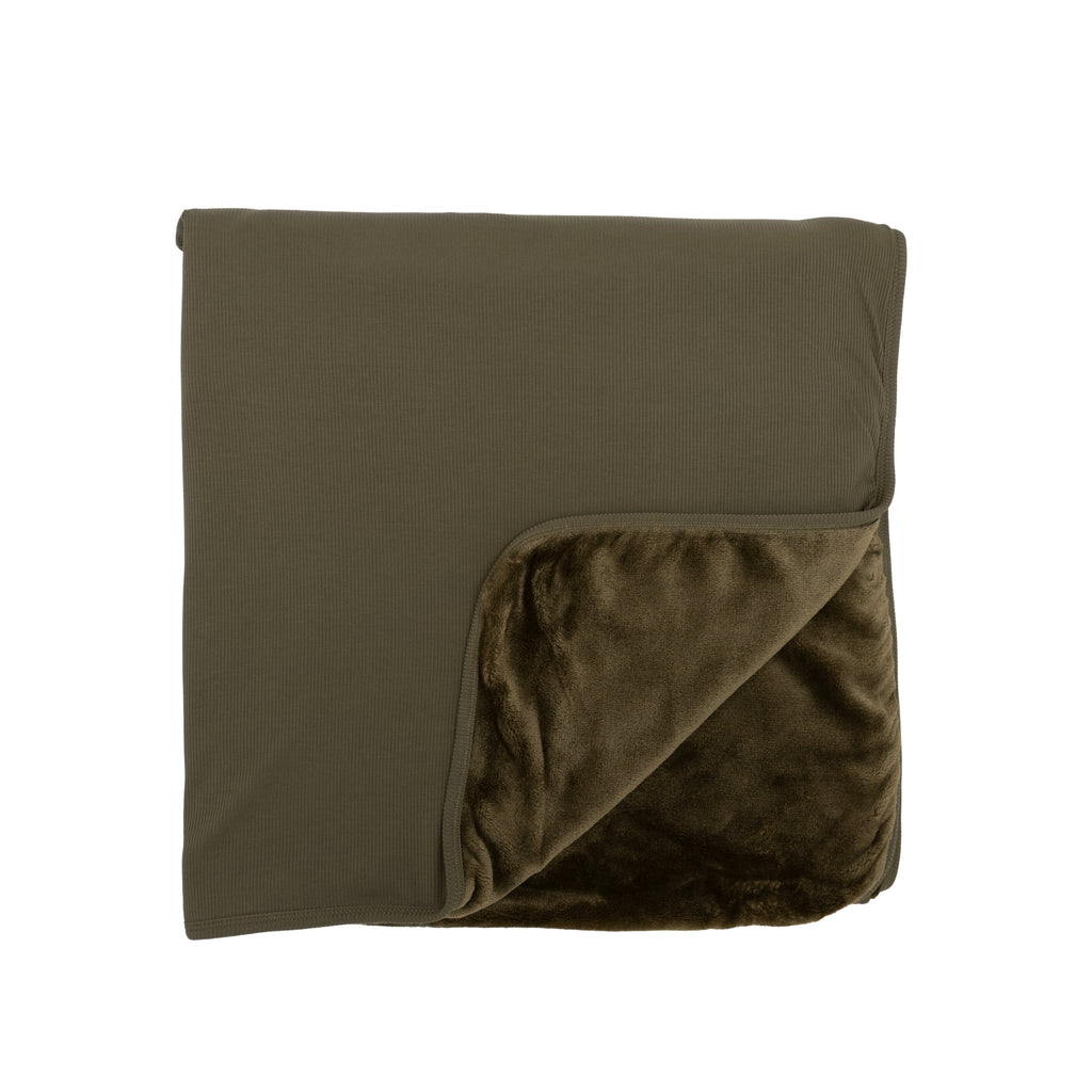 Olive Small Ribbed Adult Blanket