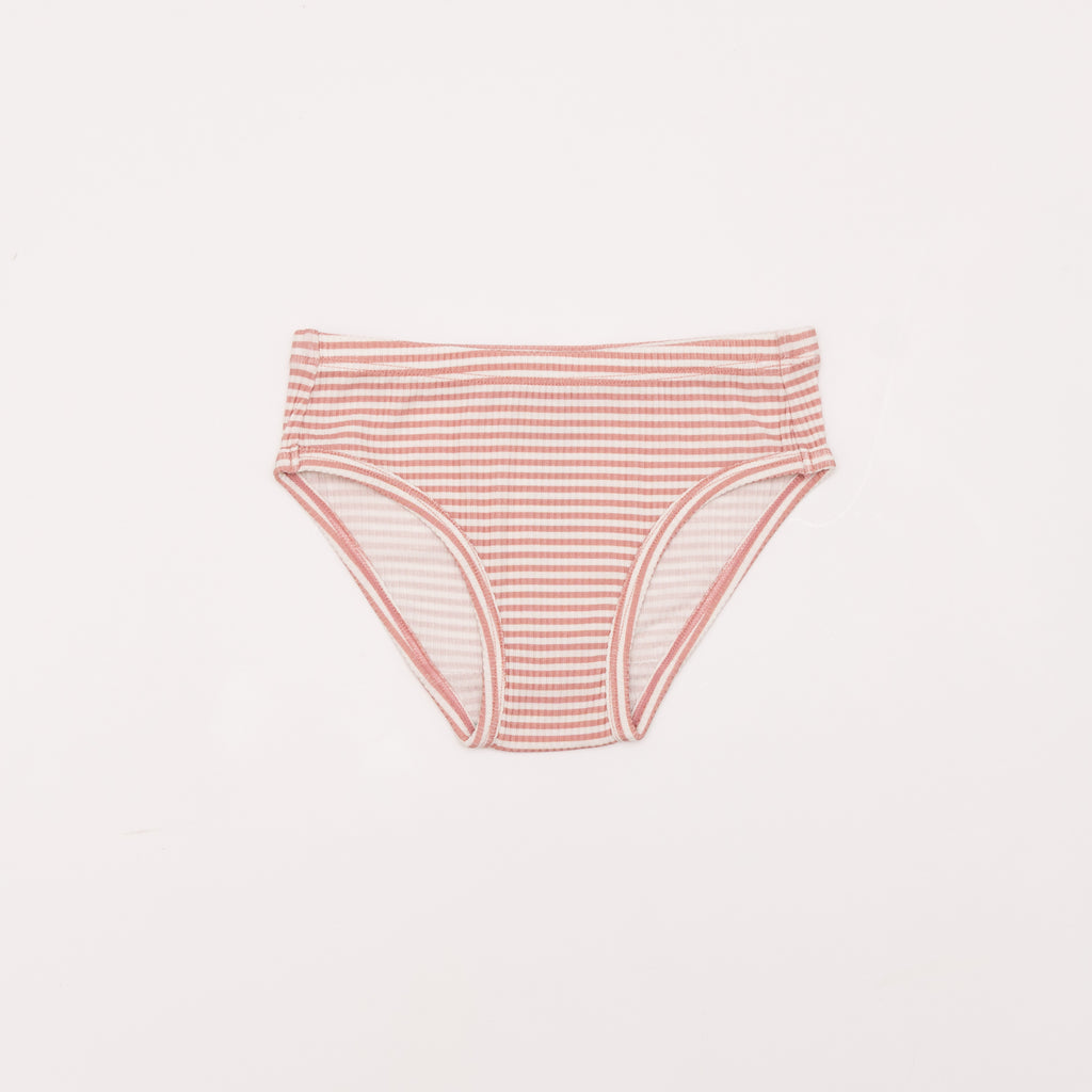 Pink striped underwear on a white background
