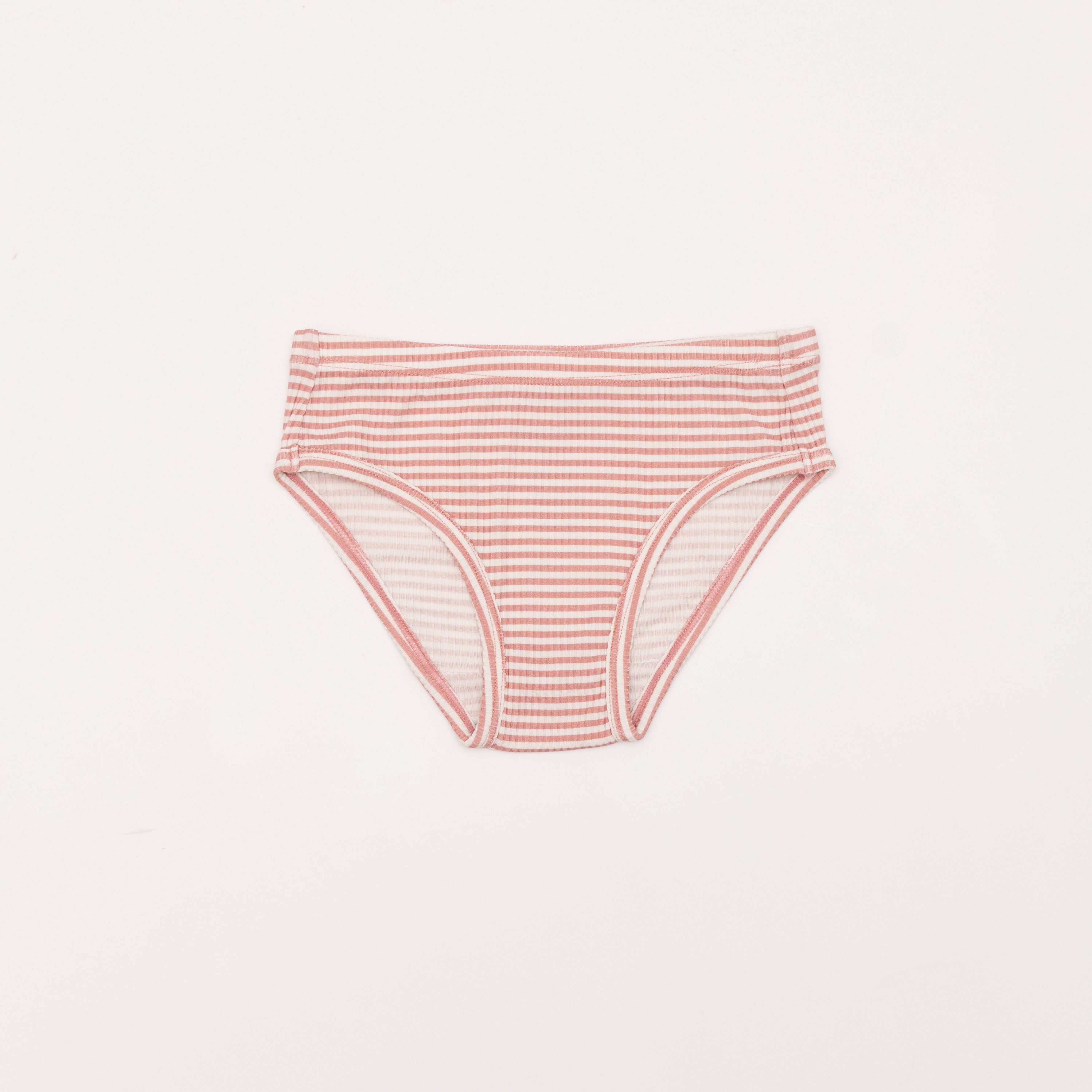Pink striped underwear on a white background