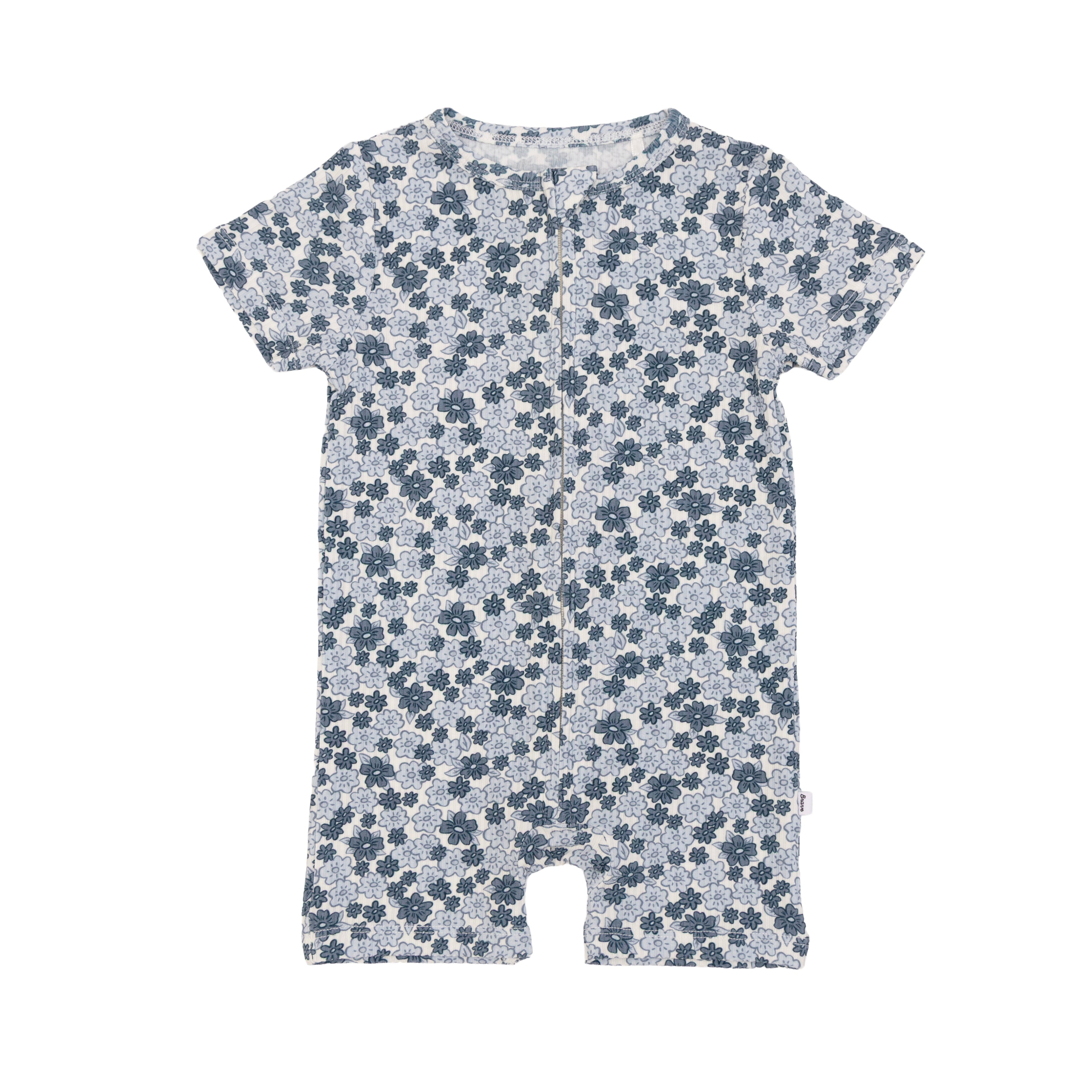 Bluebell Blossoms Small Ribbed Summer Zip Romper