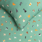 Dogs Green Twin Sheet With Pillow Case