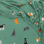 Dogs Green Twin Sheet With Pillow Case