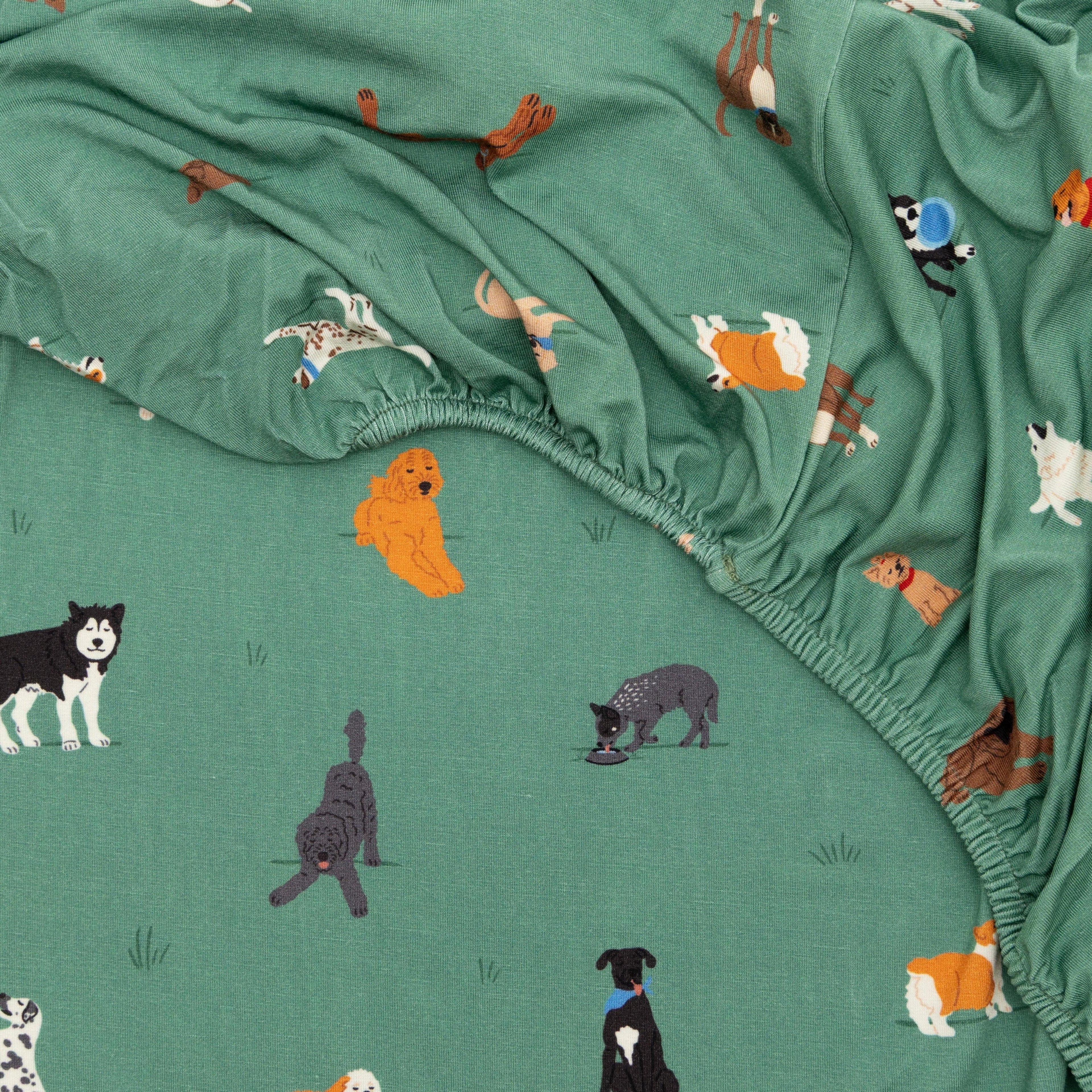 Dogs Green Twin Sheet With Pillow Case