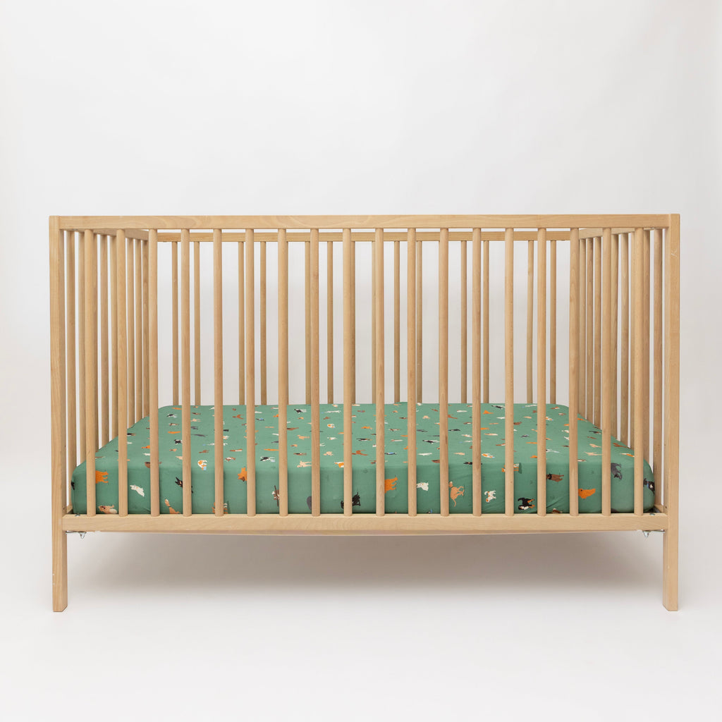 Dogs Green Crib Sheet