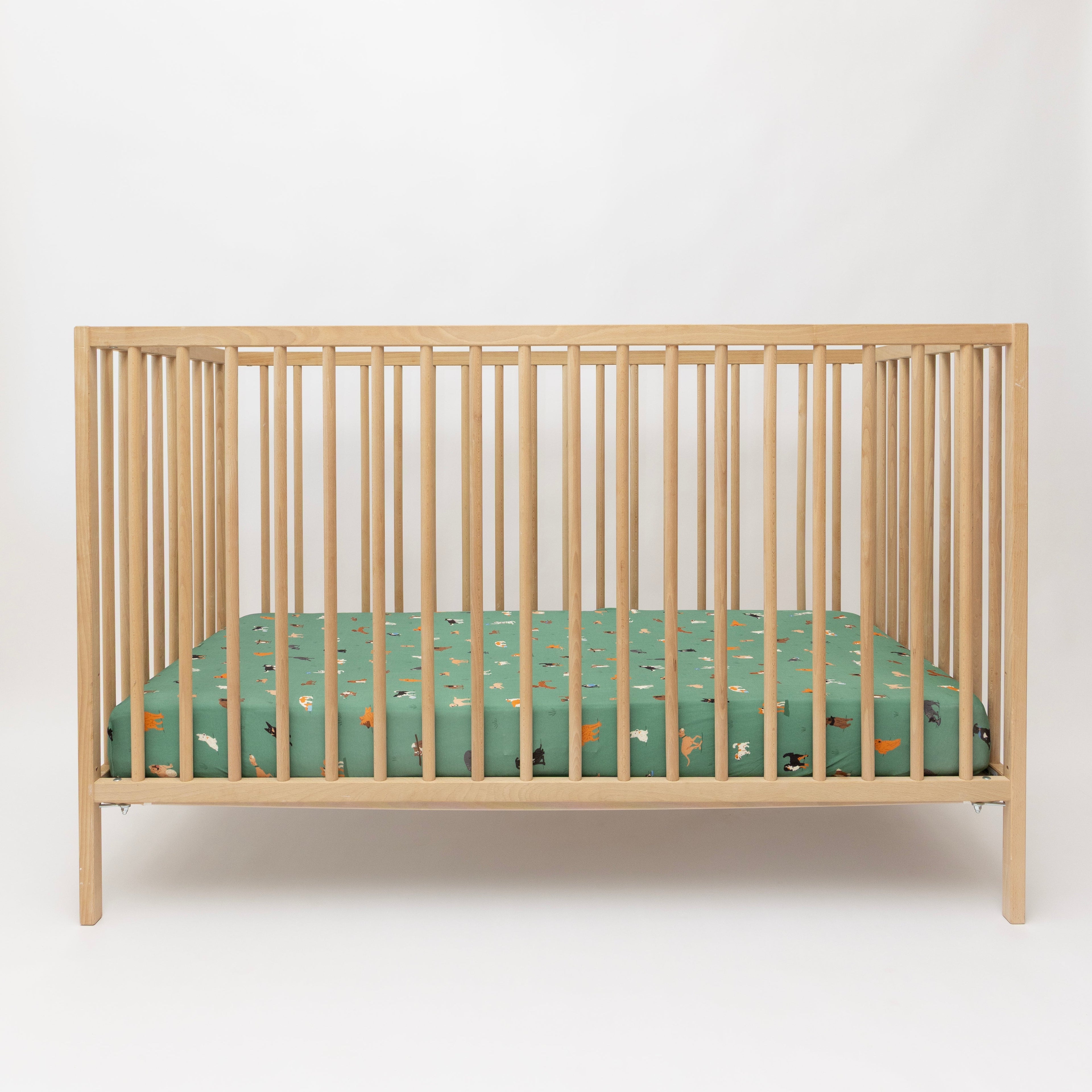 Dogs Green Crib Sheet