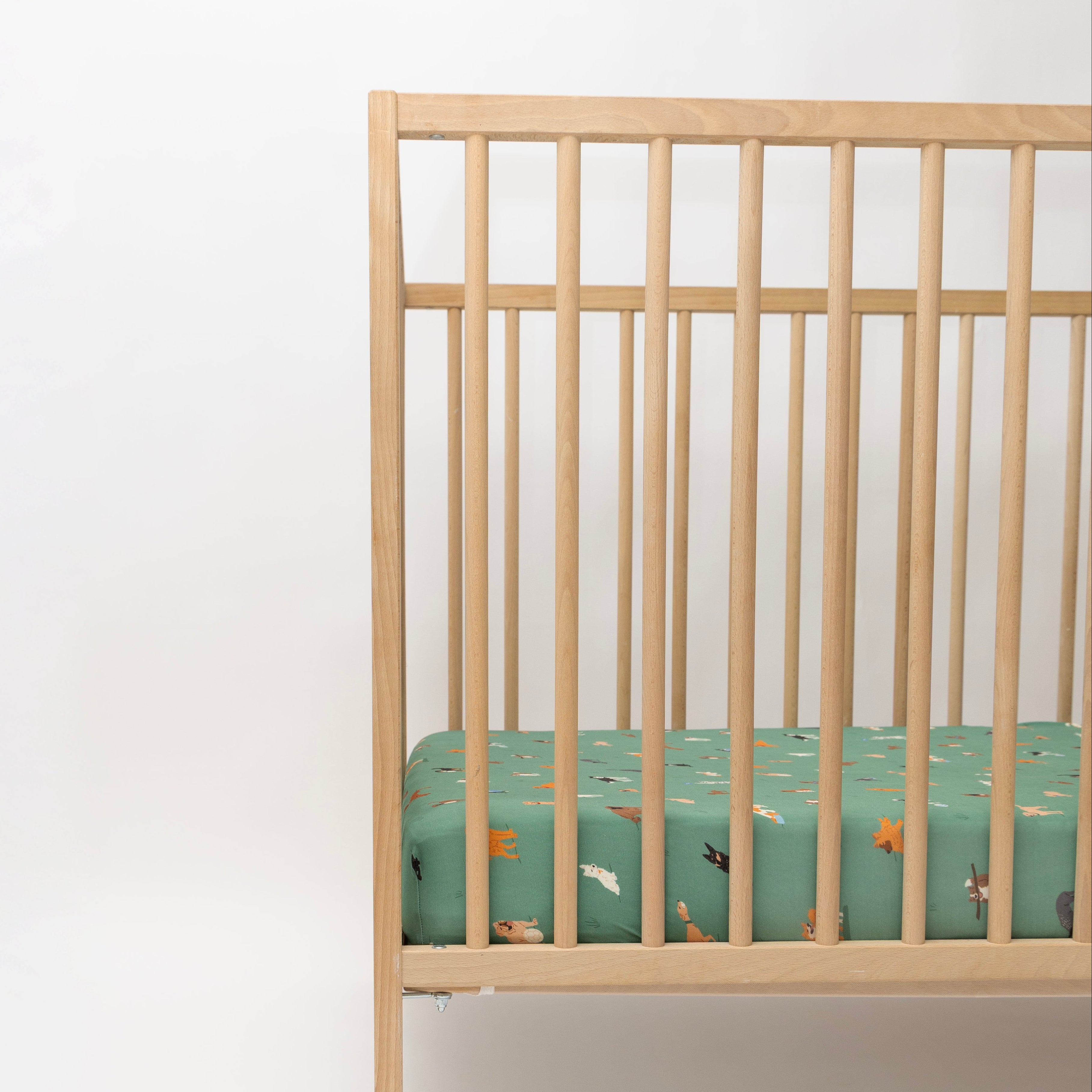 Dogs Green Crib Sheet