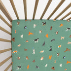 Dogs Green Crib Sheet