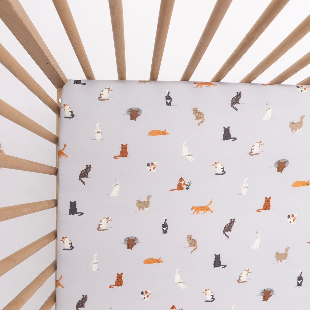 Cats Gray Crib Sheet