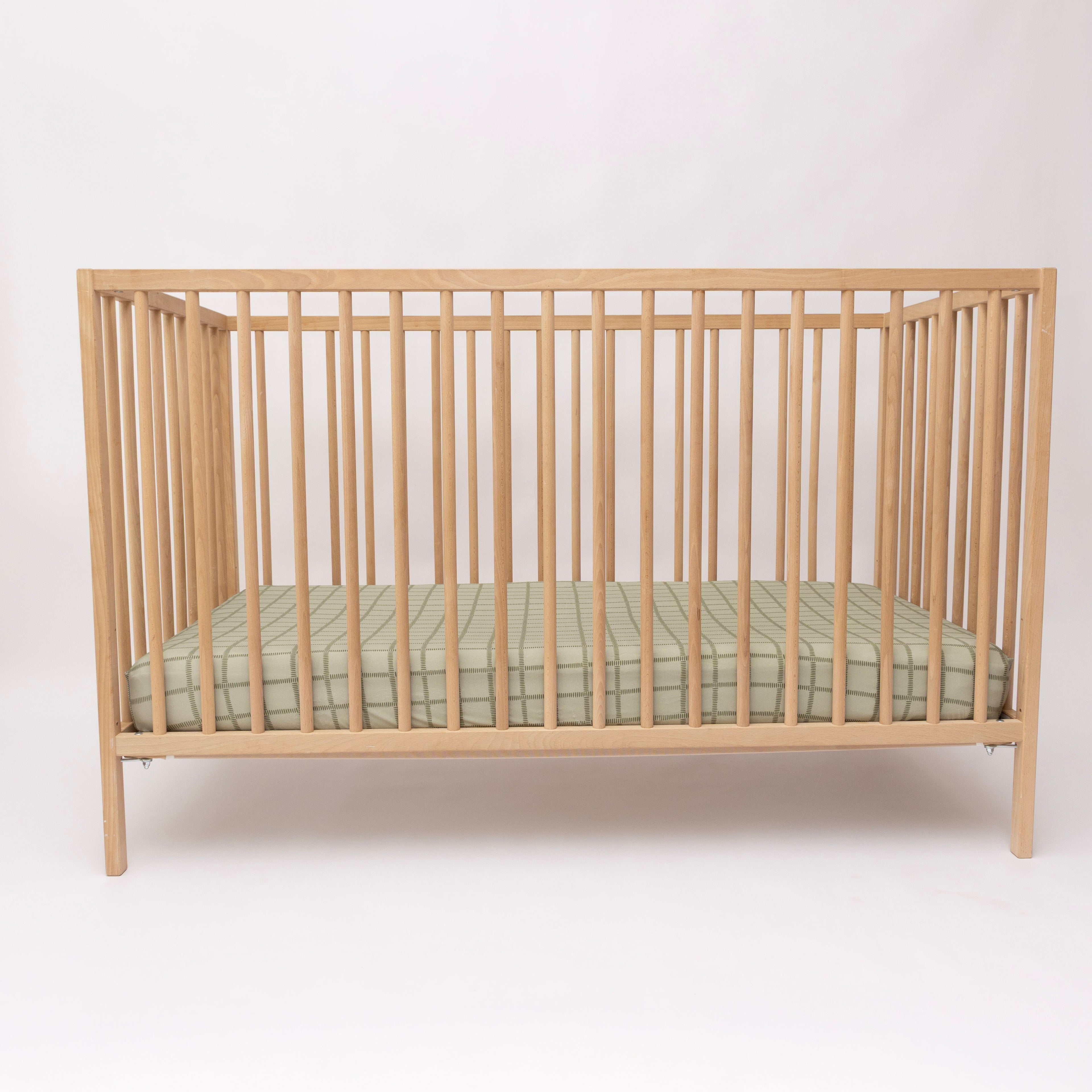 Grid Sage Green Crib Sheet