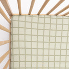 Grid Sage Green Crib Sheet