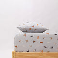 Cats Gray Twin Sheet With Pillow Case