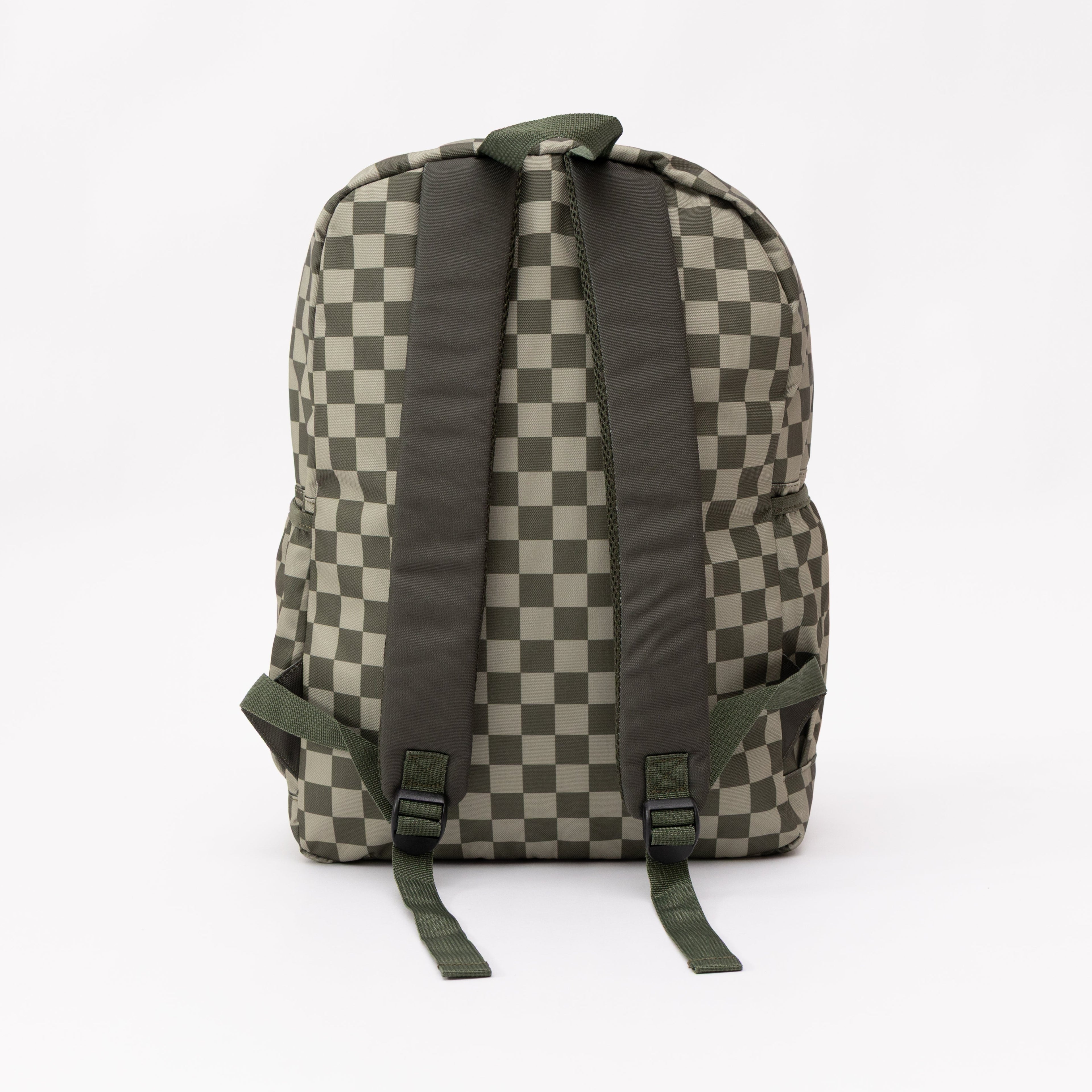 Dark Checkered Large Backpack