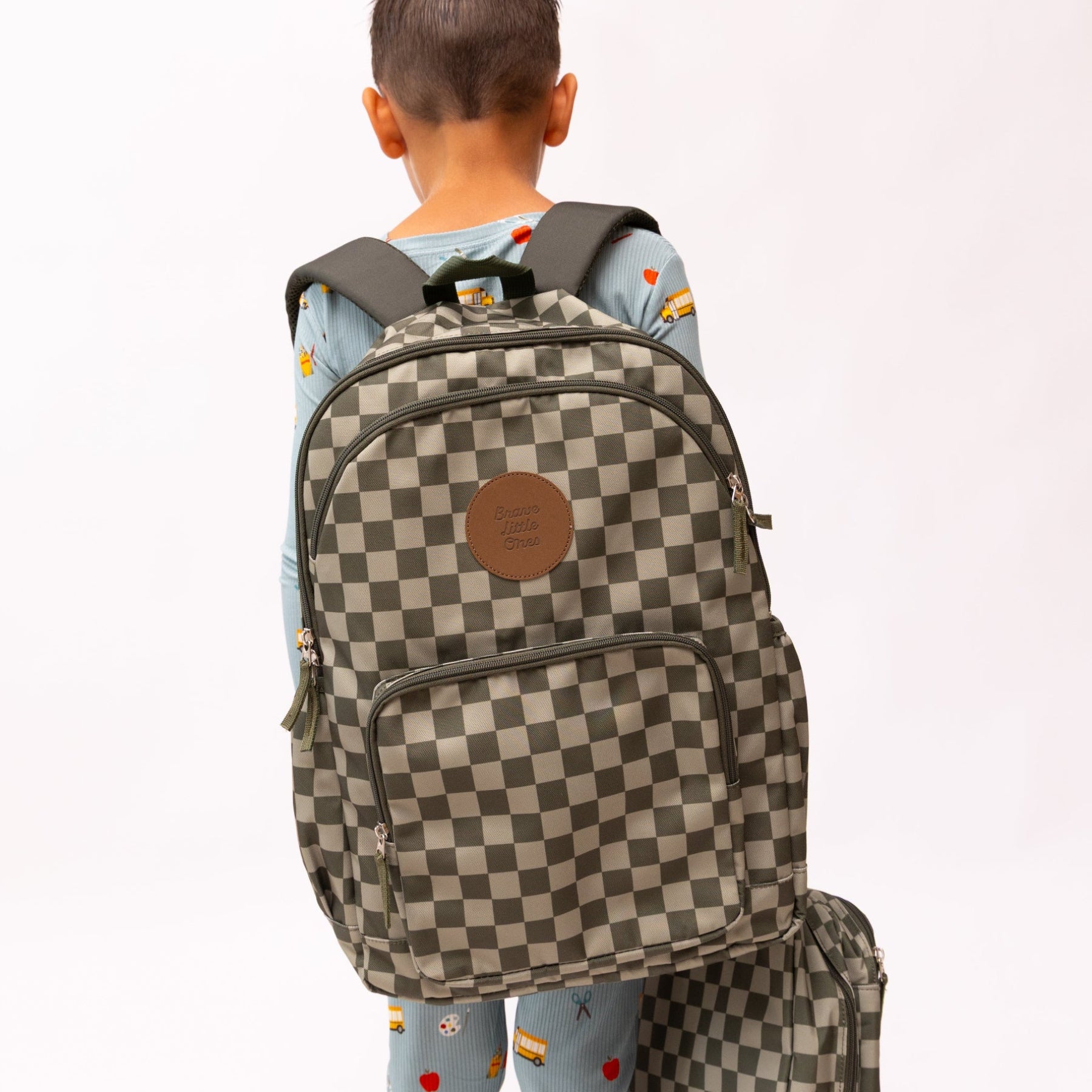 Dark Checkered Large Backpack
