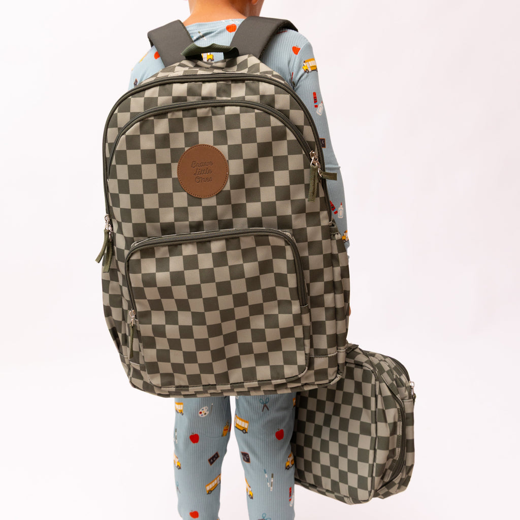 Dark Checkered Large Backpack