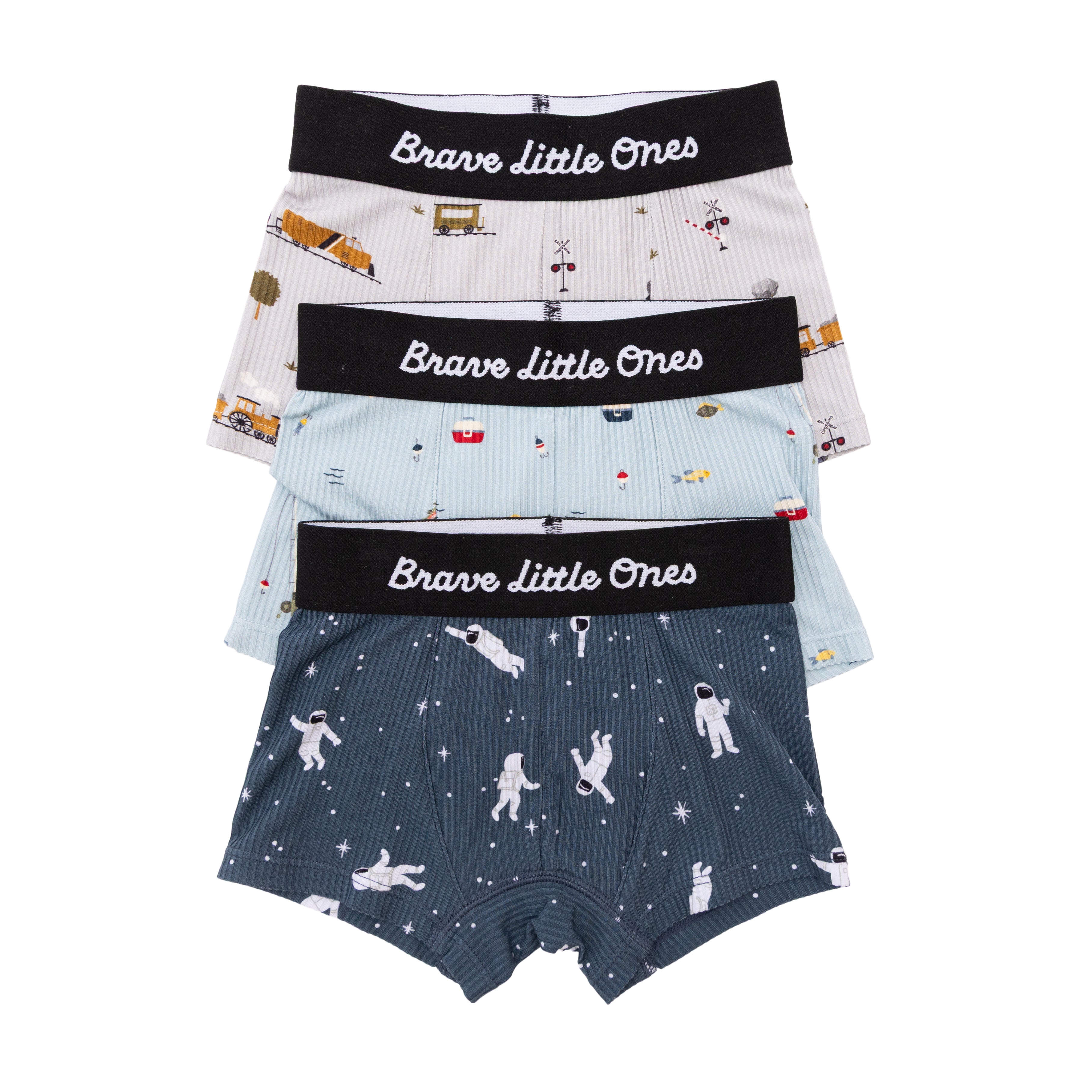 Astronauts, Gone Fishing and Trains Small Ribbed Boxer Brief 3 pack