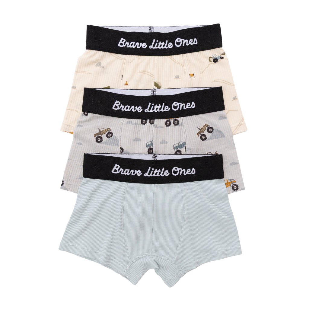Harbor Blue, Monster Trucks and Construction Small Ribbed Boxer Brief 3 pack