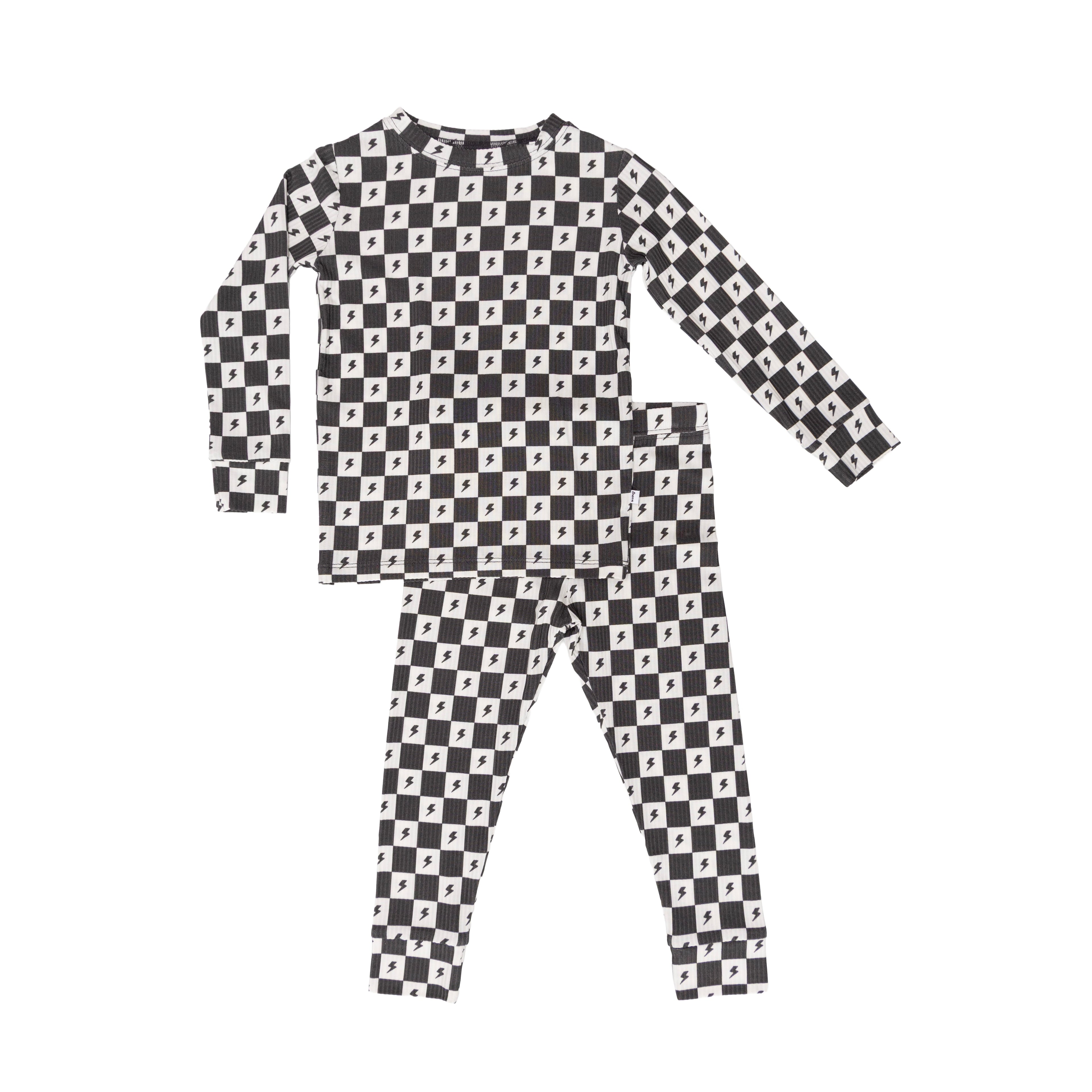 Checkered Lightning Bolt Small Ribbed Two-Piece Set
