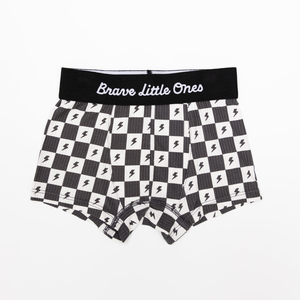 Checkered Lightning Bolt, Triangles and Astronauts Small Ribbed Boxer Brief 3 pack
