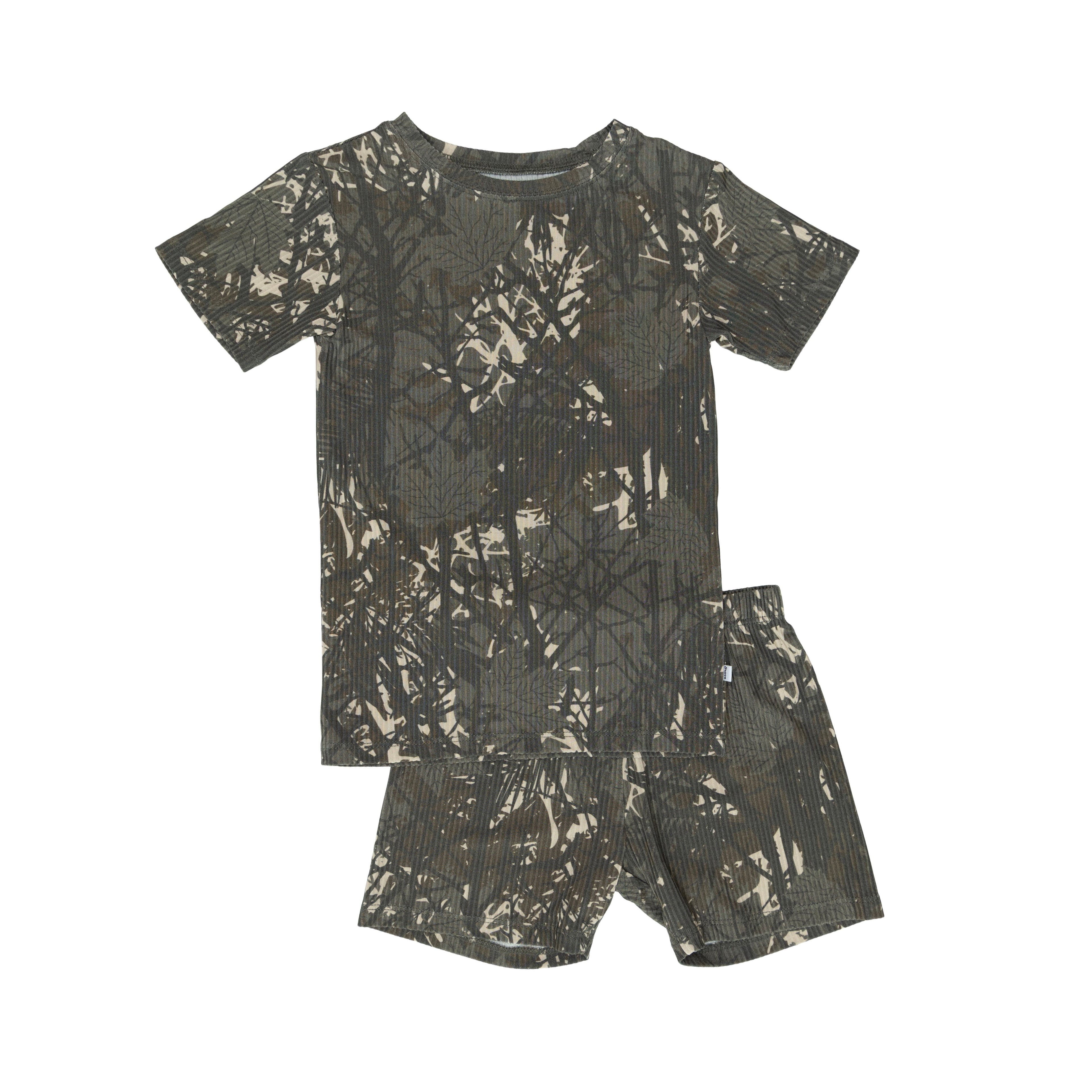 Woodland Camo Small Ribbed Shorts Two-Piece Set
