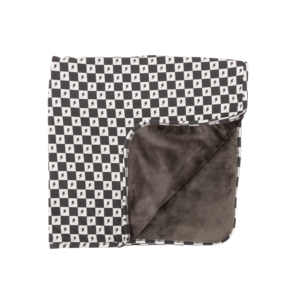 Checkered Lightning Bolt Small Ribbed Toddler Blanket