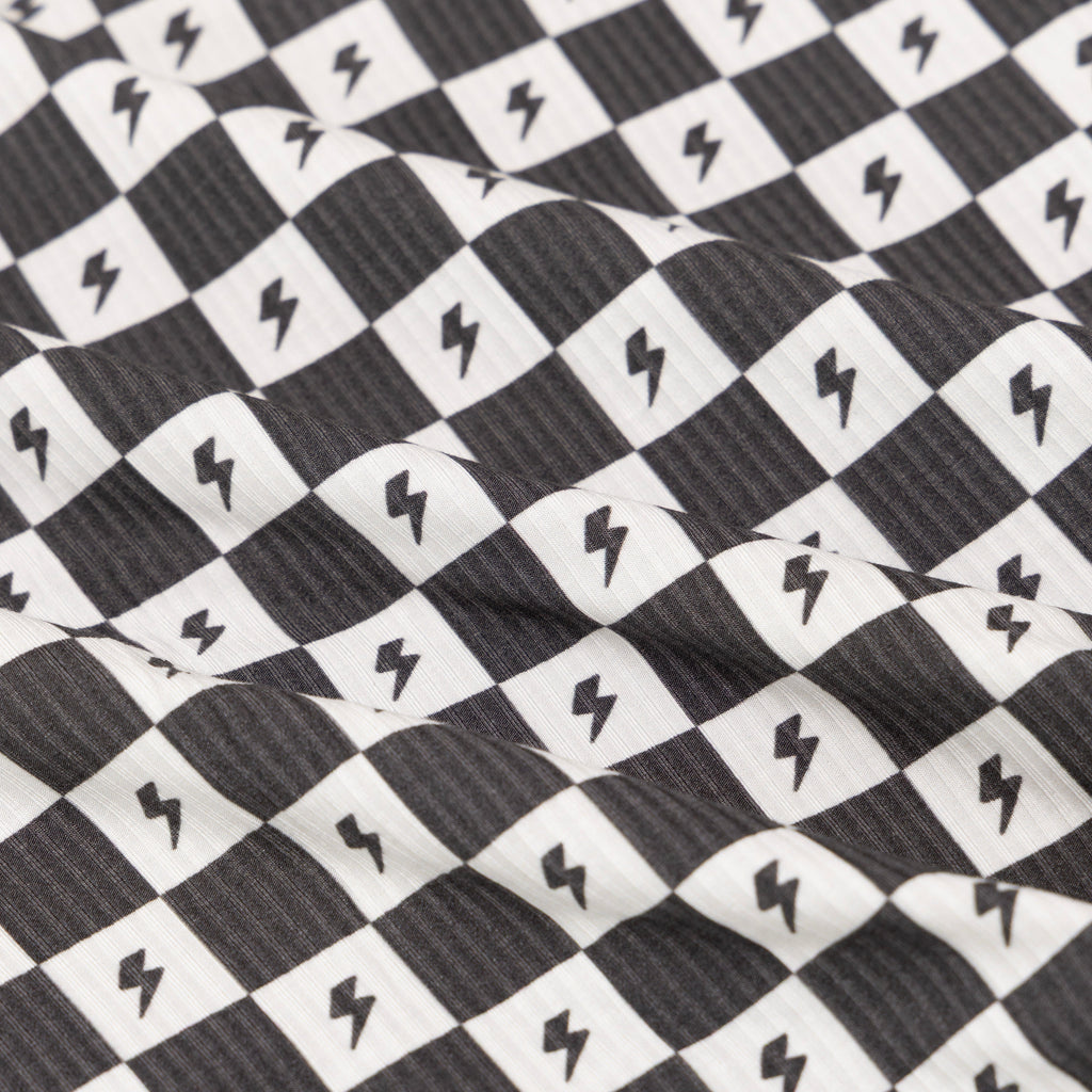 Checkered Lightning Bolt Small Ribbed Two-Piece Set