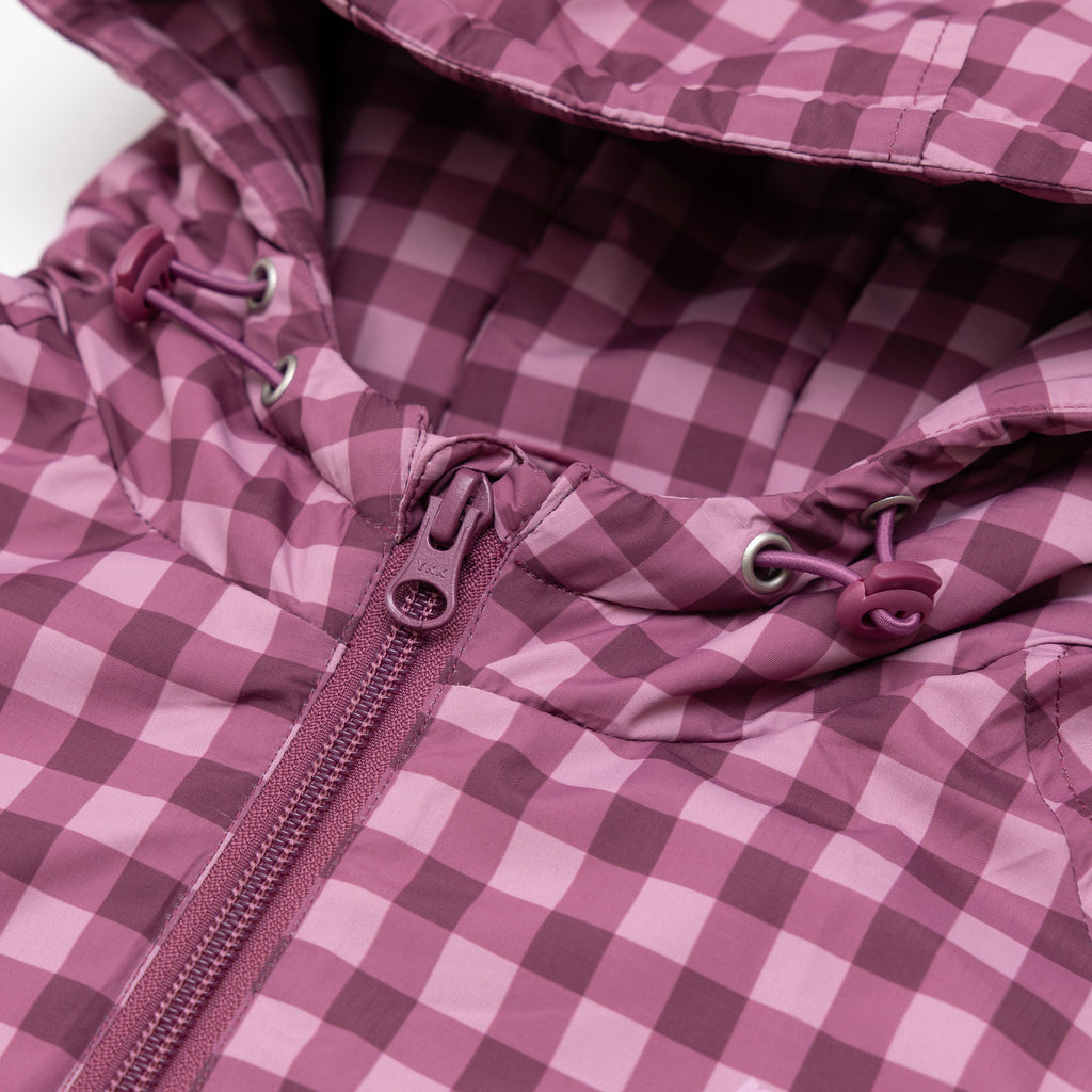 Deep Plum Gingham Puffer Jacket