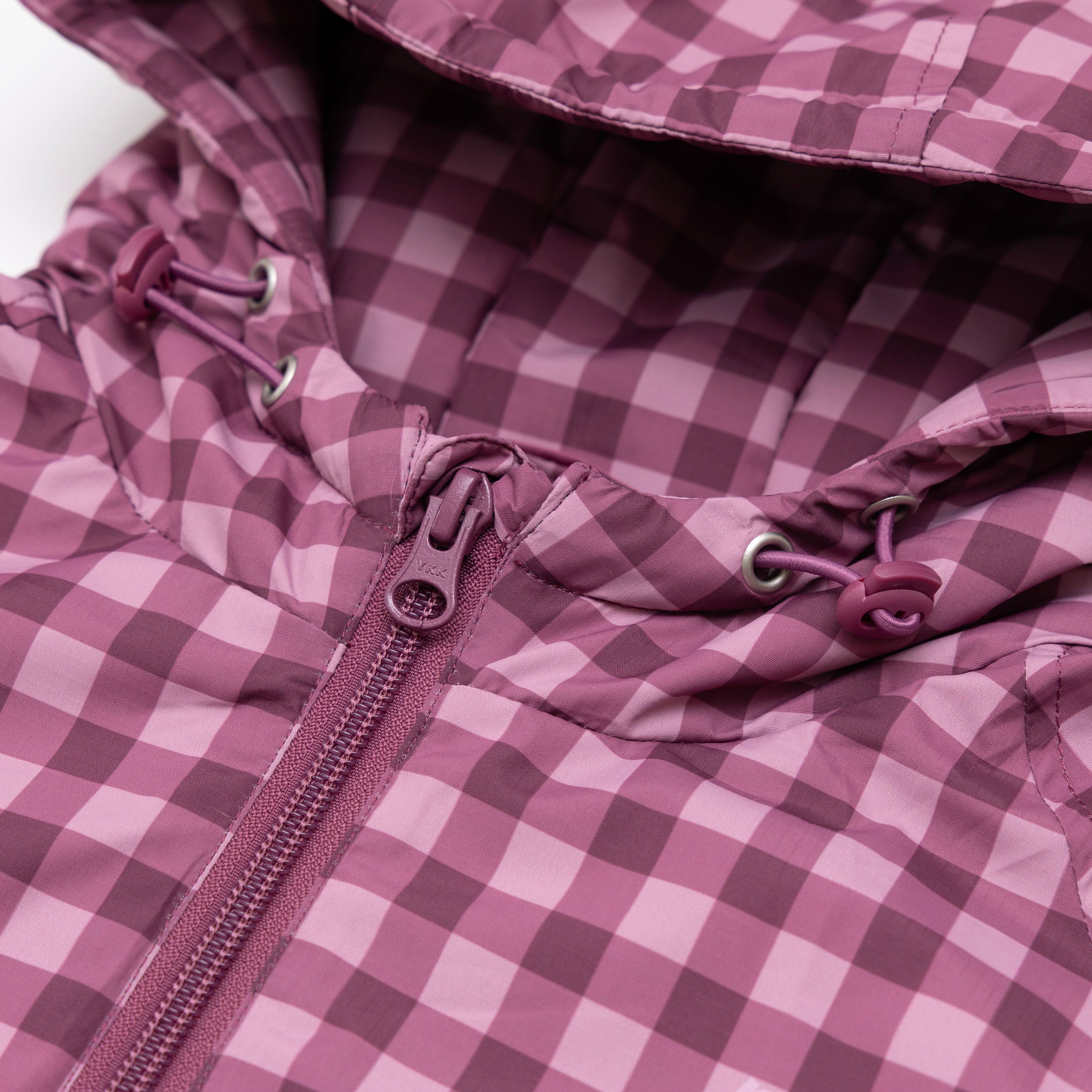 Deep Plum Gingham Puffer Jacket
