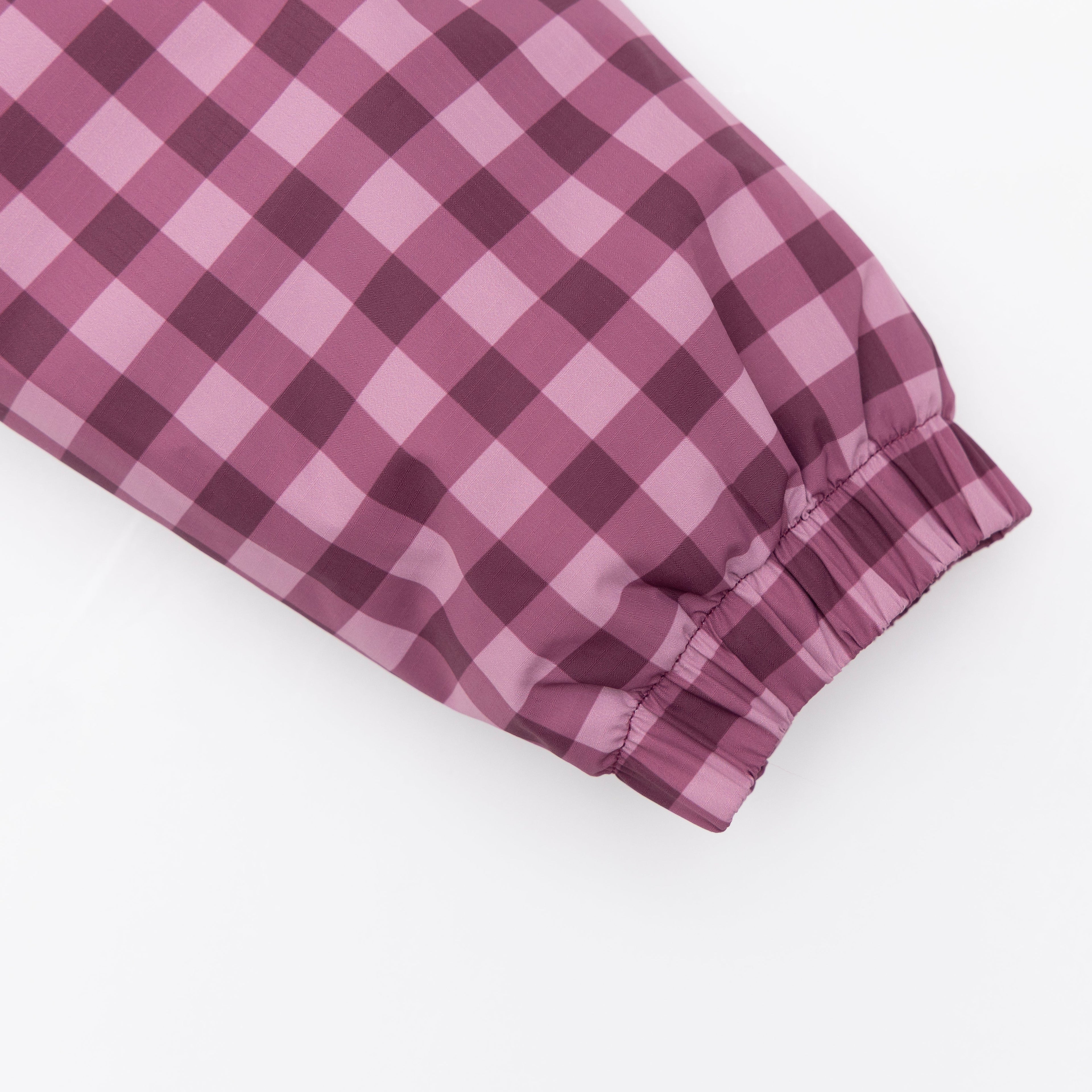 Deep Plum Gingham Puffer Jacket