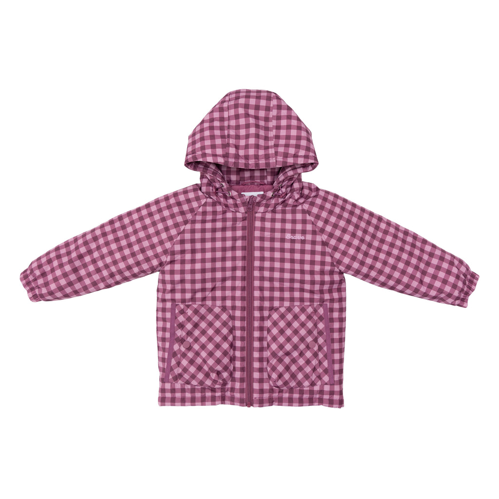 Deep Plum Gingham Puffer Jacket