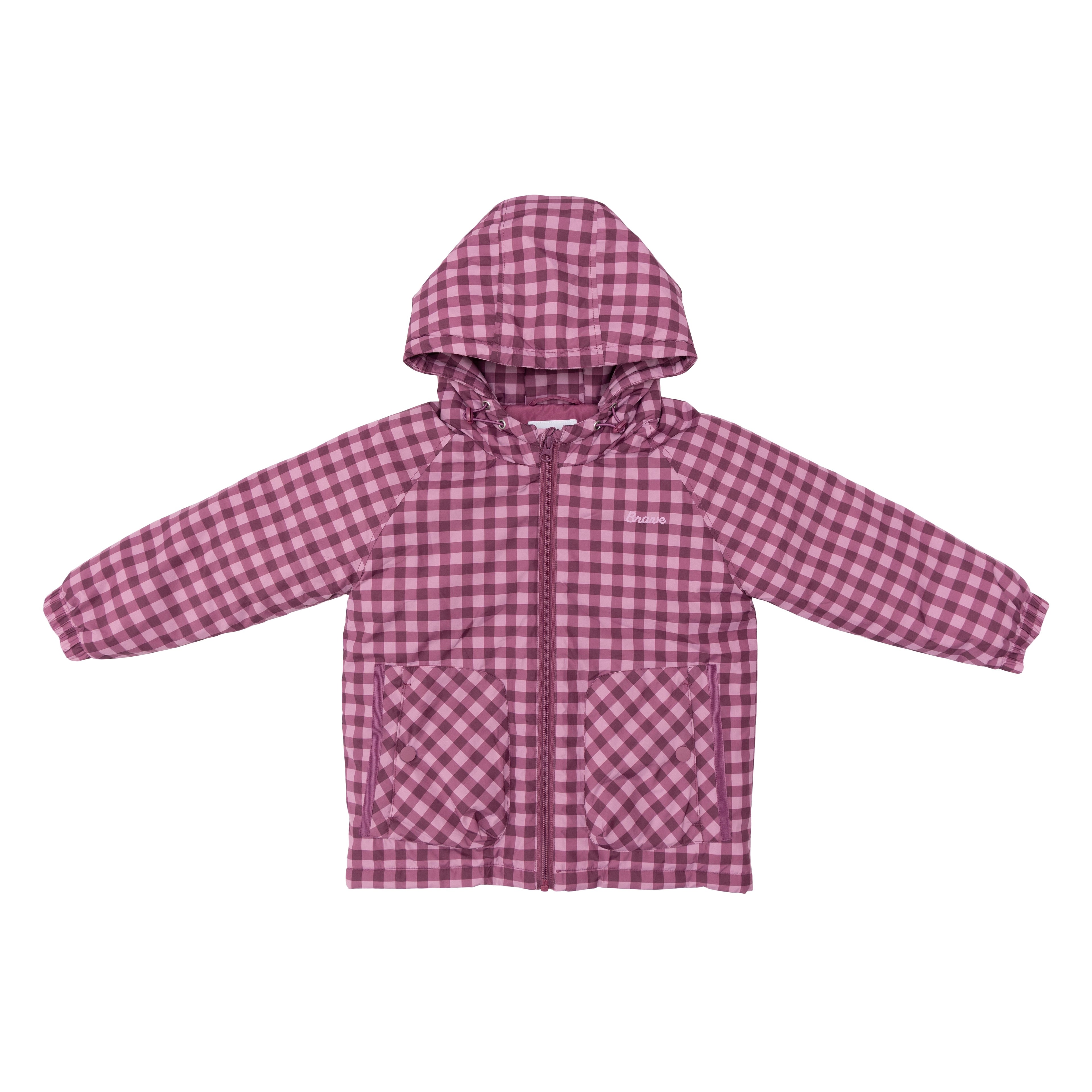 Deep Plum Gingham Puffer Jacket