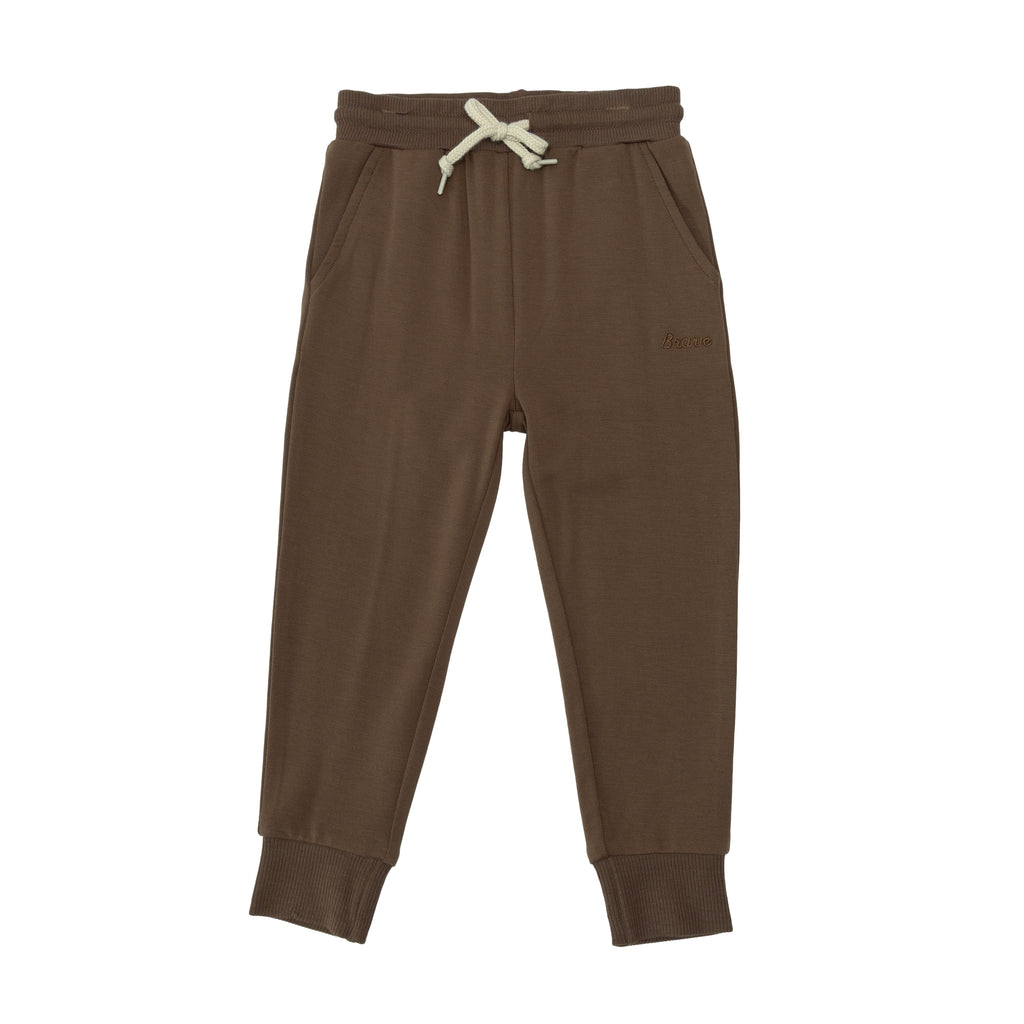 Brown Vertical Stripe Bamboo French Terry Pullover & Jogger Set