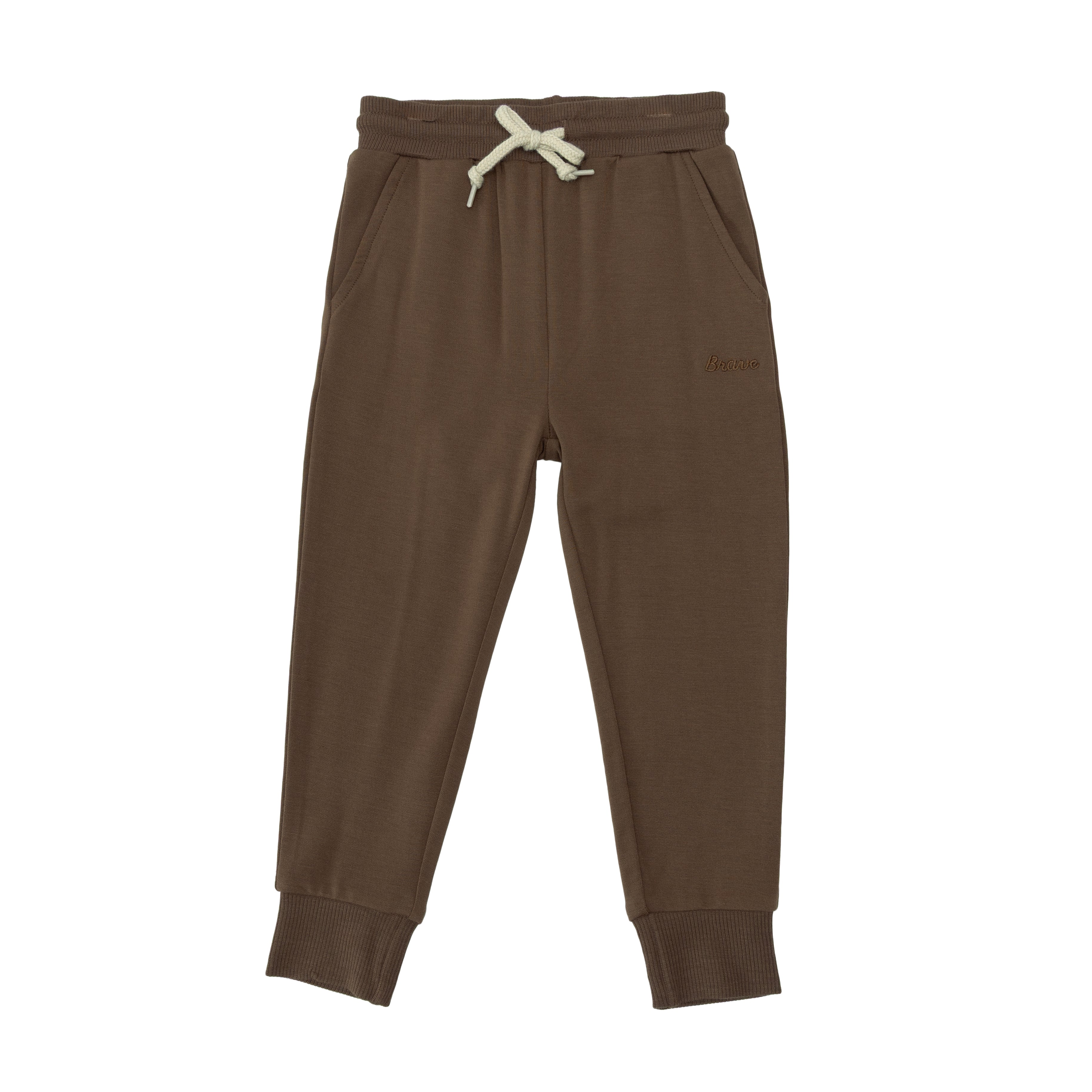 Brown Vertical Stripe Bamboo French Terry Pullover & Jogger Set